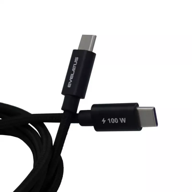 Evelatus Flex Cable Pro USB 2.0 Type-C para Type-C 1,2M 100W 5A preto