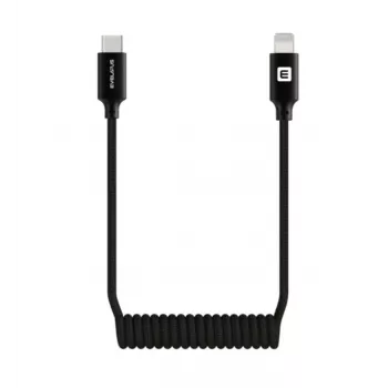 Evelatus AutoSpring Cabo Espiral USB C para Conector Lightning 1.2M Preto