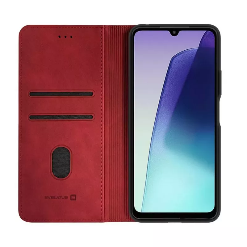 Evelatus Capa tipo livro em pele PU para Xiaomi Redmi 14C 4G/ 14C 5G / Redmi A4 / POCO C75 vermelha