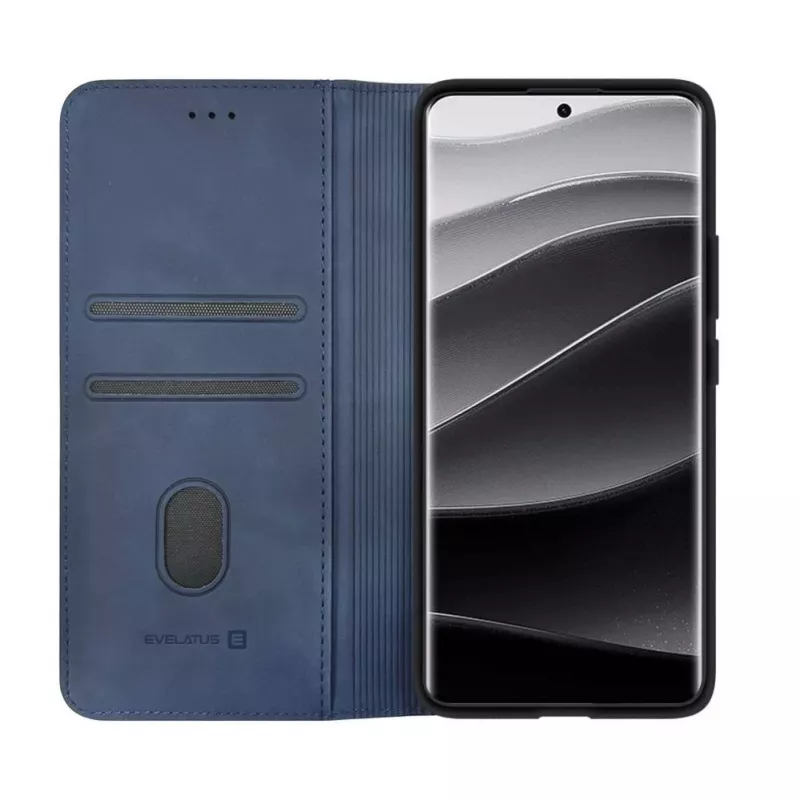 Evelatus Capa tipo livro para Xiaomi Redmi Note 14 Pro Plus azul-escuro