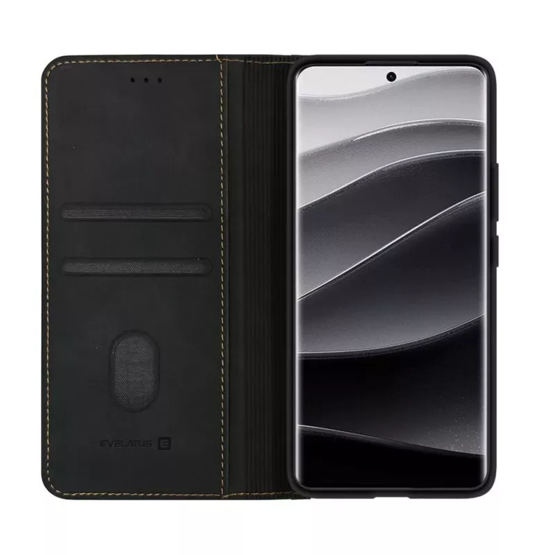 Evelatus Capa tipo livro para Xiaomi Redmi Note 14 Pro Plus preta
