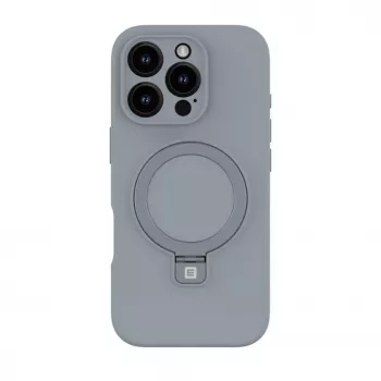 Evelatus Apple iPhone 16 Pro Max Capa de Silicone Soft Touch Premium MagSafe com Suporte Prateado