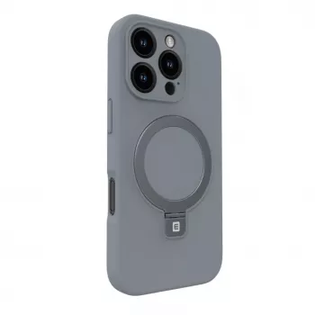 Evelatus Apple iPhone 16 Pro Max Capa de Silicone Soft Touch Premium MagSafe com Suporte Prateado