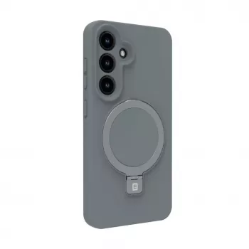 Evelatus Samsung Galaxy S25 Capa de Silicone Soft Touch Premium Magnética com Suporte Prateada