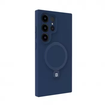 Evelatus Samsung Galaxy S25 Ultra Capa de Silicone Soft Touch Premium Magnética com Suporte Azul Meia-Noite