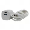 Evelatus FusionChage Carregador de parede Bundle Adaptador de corrente 20W - Cabo de silicone USB-C para USB-C 60W Branco