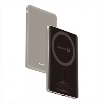 Evelatus Power bank PD20W 5000mAh MagLink Elite com carregamento sem fios Cinzento