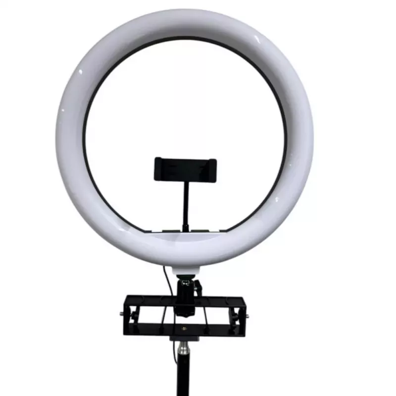 iLike S14 Anel de luz LED para selfies 36cm + Tripé 2,1m + Prateleira e 3x Suporte para telefone/microfone Preto