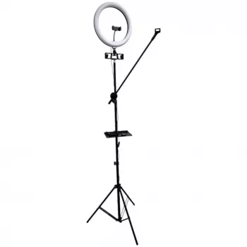 iLike S12 Anel de luz LED para selfies 31cm + Tripé 2,1m + Prateleira e 3x Suporte para telefone/microfone Preto
