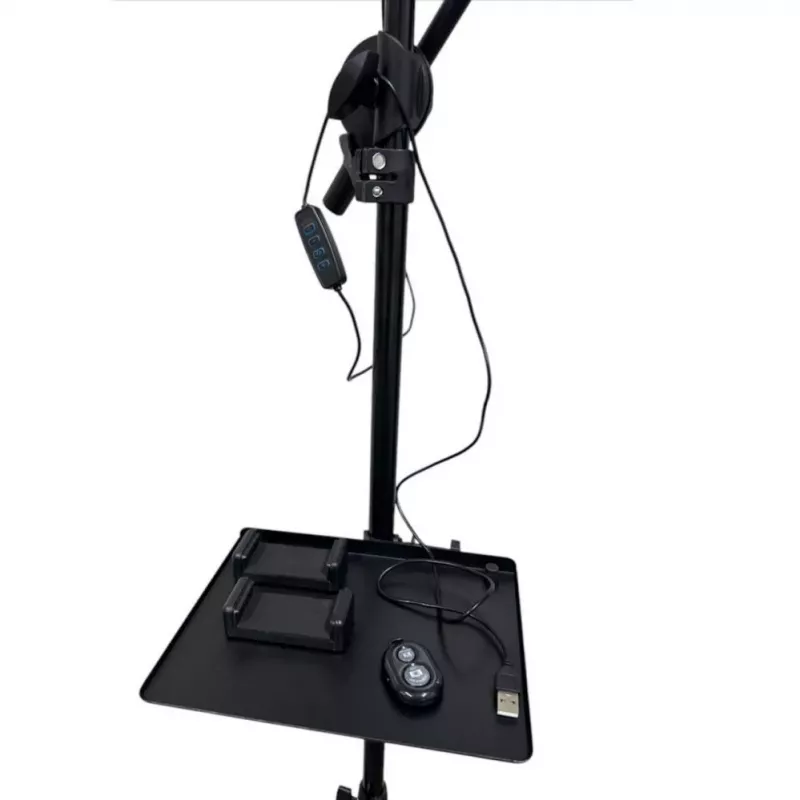 iLike S12 Anel de luz LED para selfies 31cm + Tripé 2,1m + Prateleira e 3x Suporte para telefone/microfone Preto