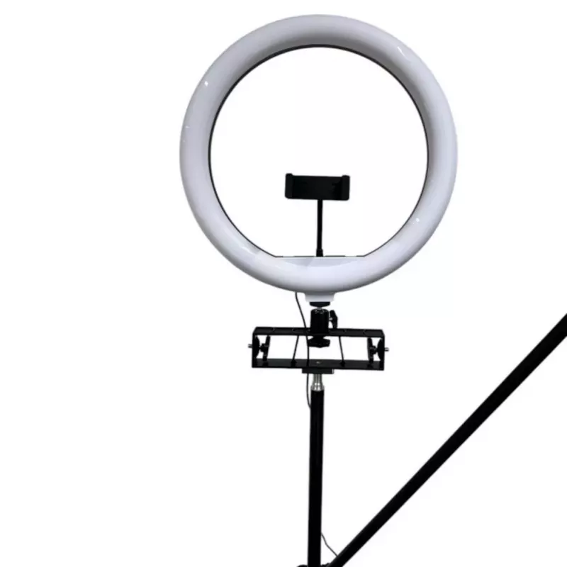 iLike S12 Anel de luz LED para selfies 31cm + Tripé 2,1m + Prateleira e 3x Suporte para telefone/microfone Preto
