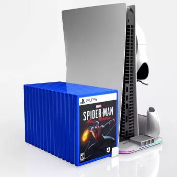 iLike DZ504 Slim Multi Dock Station para comandos PlayStation 5 PS5 com ventoinhas e RGB, preto