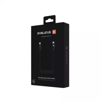 Evelatus AutoSpring Cabo espiral USB C para USB C 1,2M Preto