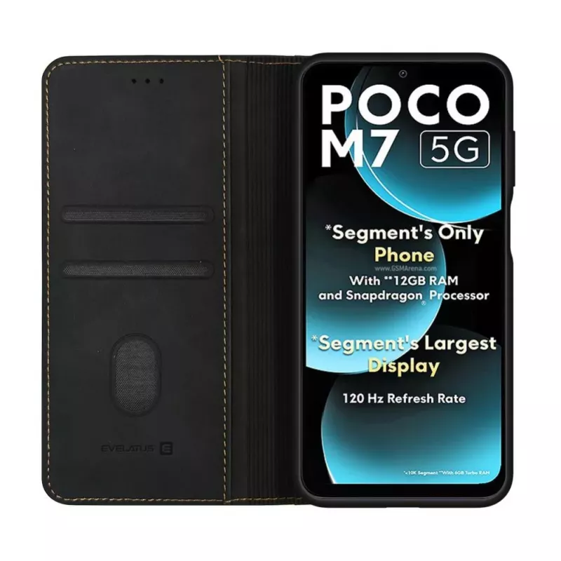 Evelatus Capa tipo livro Folio Xiaomi Poco M7 preta
