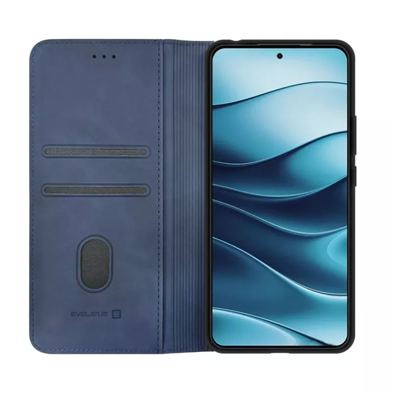 Evelatus Capa tipo livro Folio Xiaomi Redmi Note 14 4G azul-escura