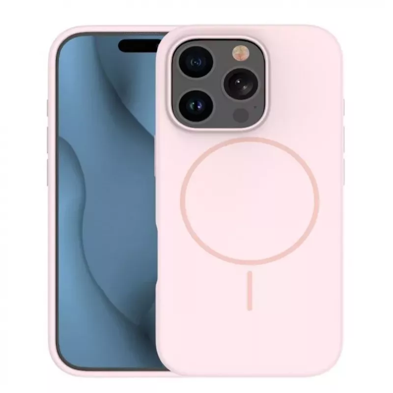 iLike Capa de silicone Soft Touch com íman para Apple iPhone 16 Pro rosa-clara