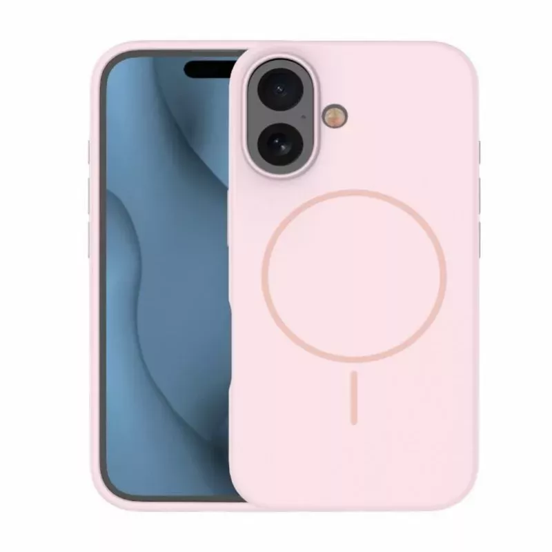 iLike Capa de silicone Soft Touch com íman para Apple iPhone 16 rosa-clara