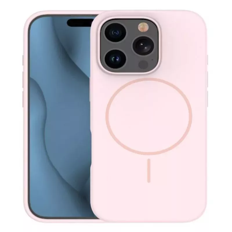 iLike Capa de silicone Soft Touch com íman para Apple iPhone 16 Pro Max rosa-clara