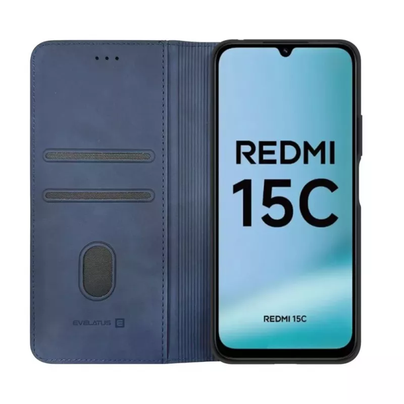 Evelatus Xiaomi Redmi 15C 4G/5G Book Case Folio azul-escuro