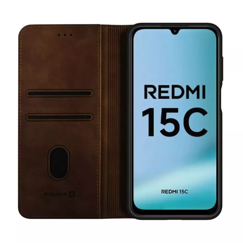 Evelatus Xiaomi Redmi 15C 4G/5G Book Case Folio castanho