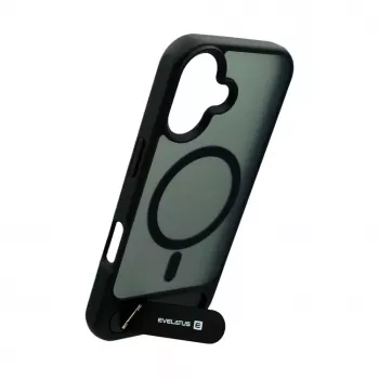 Evelatus Apple iPhone 17 Capa com revestimento de borracha MagSafe com suporte preta