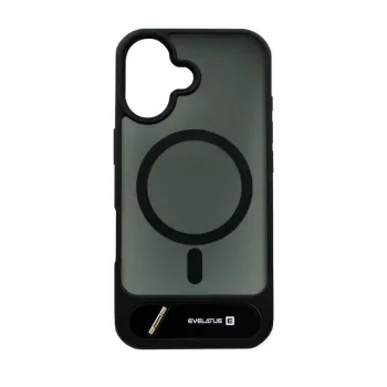 Evelatus Apple iPhone 17 Capa com revestimento de borracha MagSafe com suporte preta