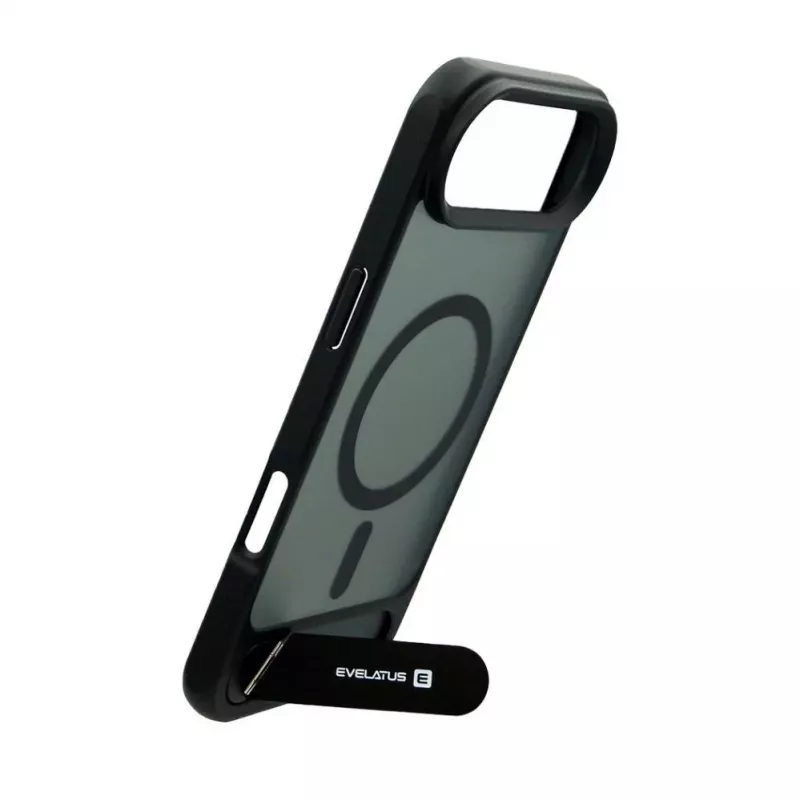 Evelatus Apple iPhone 17 Air Capa com revestimento de borracha MagSafe com suporte preta