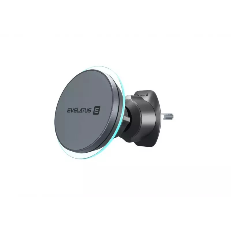 Evelatus Suporte de ventoinha para carro com ímã e carregamento sem fios MagSafe Qi - preto