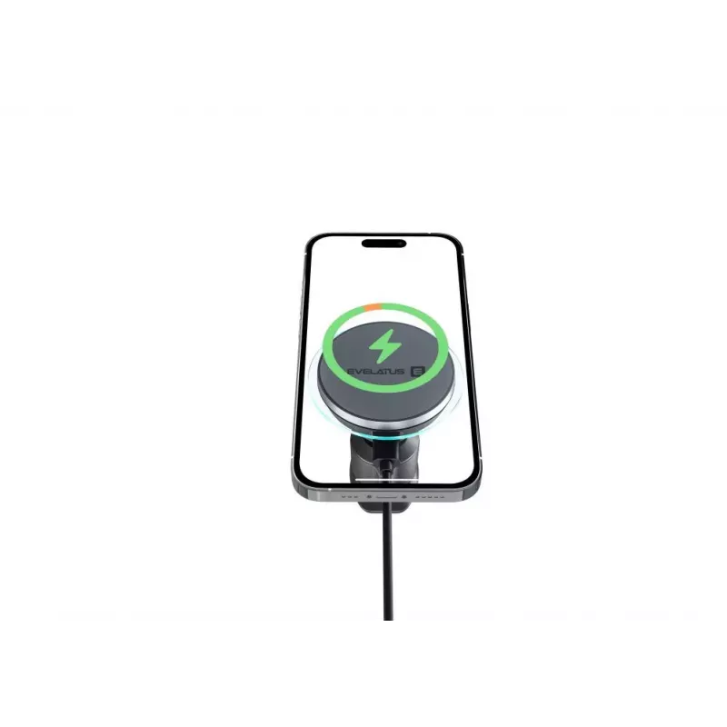 Evelatus Suporte de ventoinha para carro com ímã e carregamento sem fios MagSafe Qi - preto