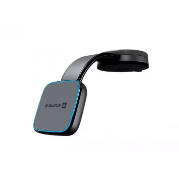 Evelatus Suporte de ventosa dobrável e giratório 360° com ímã e carregamento sem fios MagSafe Qi para painel/para-brisas do carro, preto