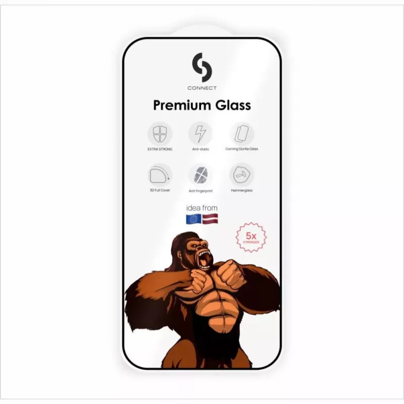 Connect Samsung Galaxy A27 Corning Gorilla Glass Anti-Static 3D Full Cover 5X Stronger preto