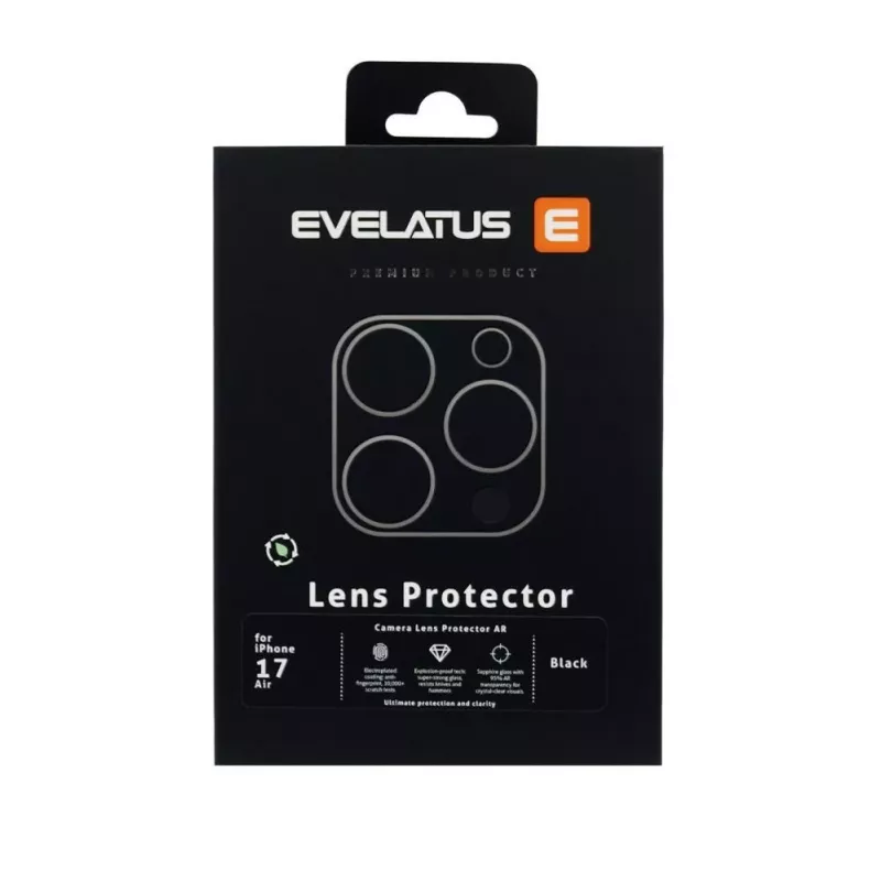 Evelatus Apple iPhone 17 Air Proteção de Lente de Câmara Full Body Premium Preto