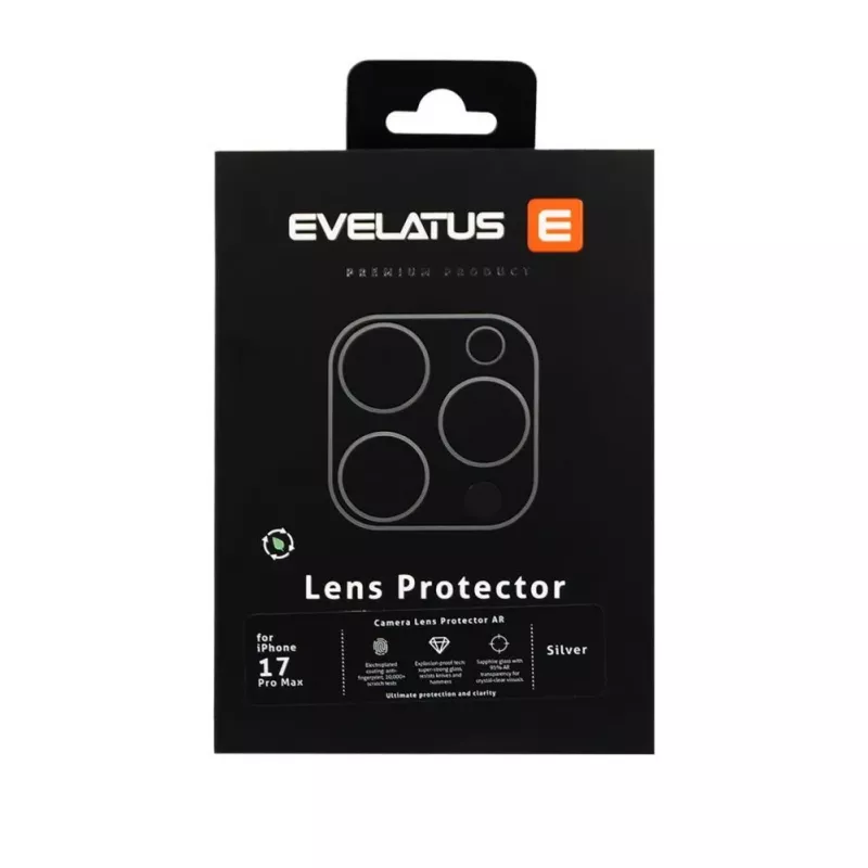 Evelatus Apple iPhone 17 Pro Max Proteção de Lente de Câmara Full Body Premium Prateado