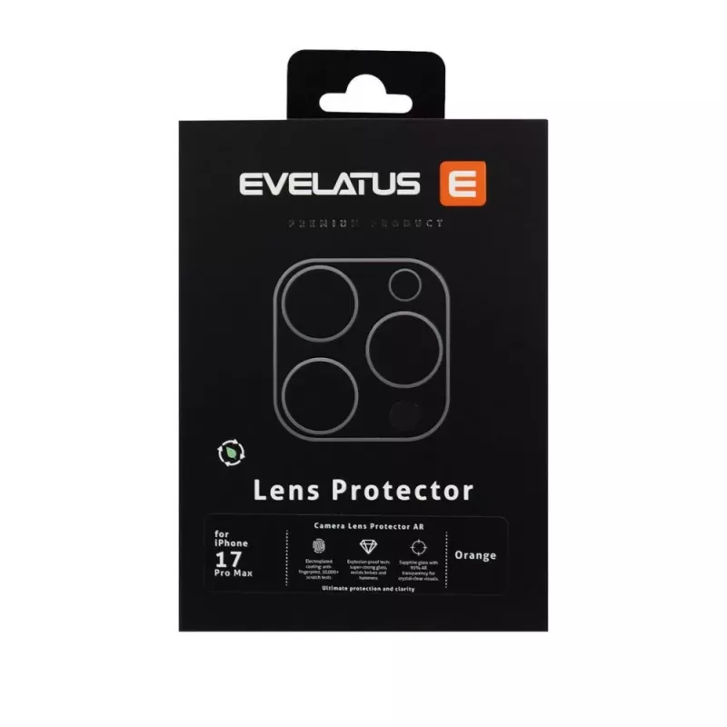 Evelatus Apple iPhone 17 Pro Max Proteção de Lente de Câmara Full Body Premium Laranja