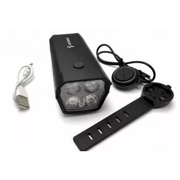 iLike farol de bicicleta recarregável com buzina elétrica de 120 dB, luz de bicicleta LED 300 lúmenes, recarregável por USB, controlo remoto no guiador
