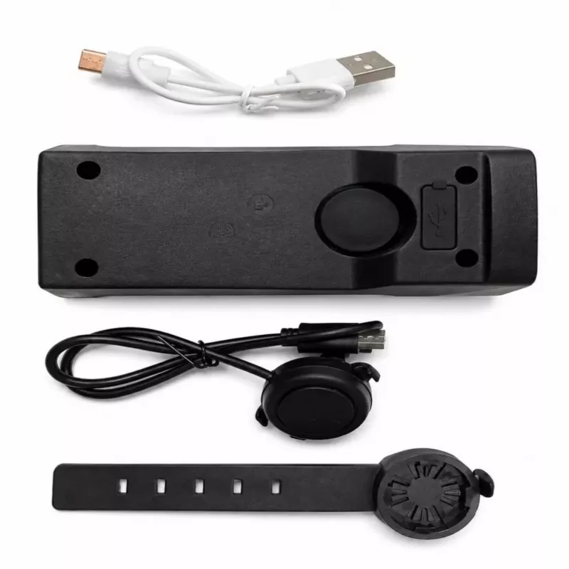 iLike farol de bicicleta recarregável com buzina elétrica de 120 dB, luz de bicicleta LED 300 lúmenes, recarregável por USB, controlo remoto no guiador