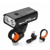 iLike JOHORSE luz frontal de bicicleta recarregável por USB, farol de bicicleta LED 400LM, feixe duplo, caixa em alumínio, indicador de carga da bateria, luz de bicicleta à prova de água