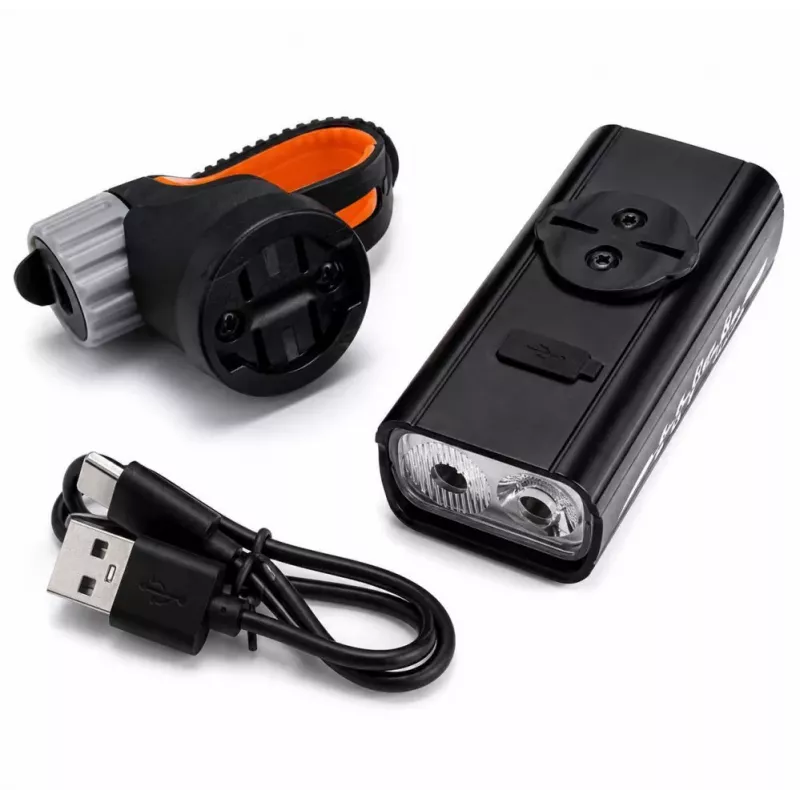 iLike JOHORSE luz frontal de bicicleta recarregável por USB, farol de bicicleta LED 400LM, feixe duplo, caixa em alumínio, indicador de carga da bateria, luz de bicicleta à prova de água