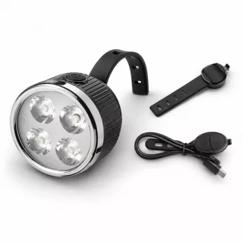 iLike Farol de bicicleta recarregável com buzina de 120dB, 280 lúmenes, 4 modos de luz, recarregável por USB, comando sem fios