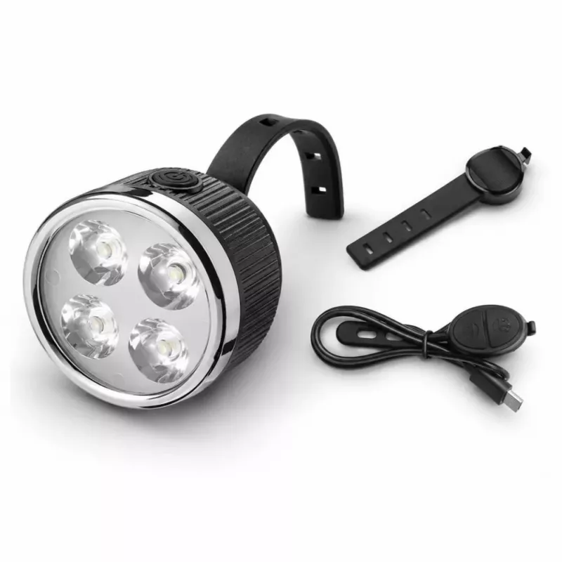 iLike farol de bicicleta recarregável com buzina de 120 dB, 280 lúmenes, 4 modos de iluminação, recarregável por USB, comando sem fios