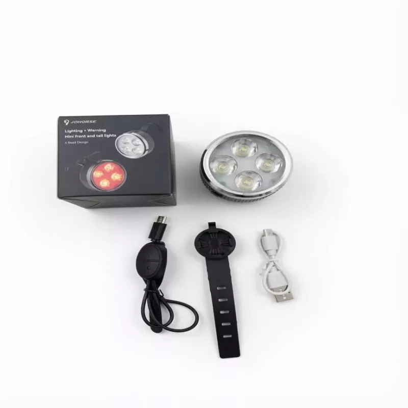 iLike farol de bicicleta recarregável com buzina de 120 dB, 280 lúmenes, 4 modos de iluminação, recarregável por USB, comando sem fios