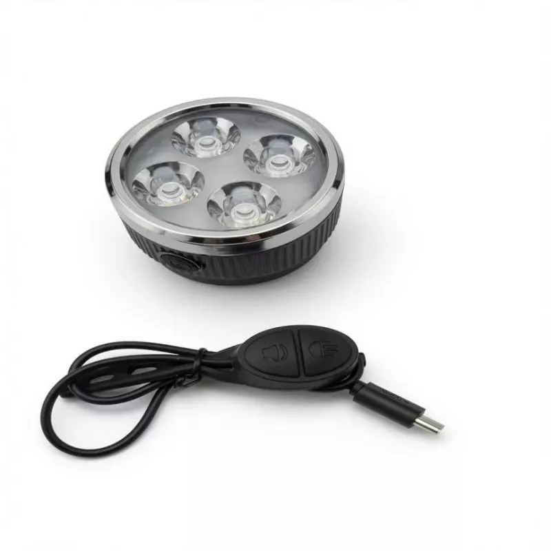iLike farol de bicicleta recarregável com buzina de 120 dB, 280 lúmenes, 4 modos de iluminação, recarregável por USB, comando sem fios