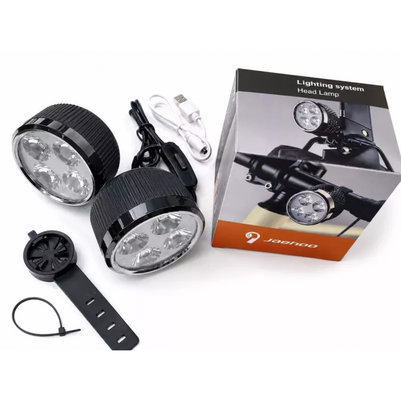 iLike Conjunto de luzes de bicicleta 4-LED USB recarregáveis – Luzes dianteira e traseira com buzina de 120dB