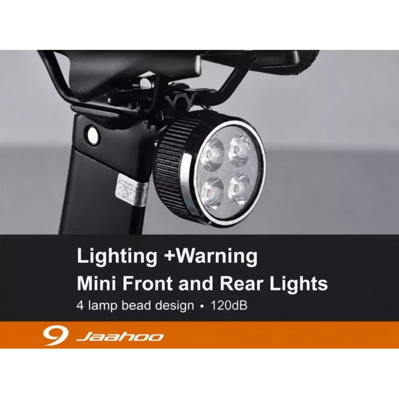 iLike Conjunto de luzes de bicicleta 4-LED USB recarregáveis – Luzes dianteira e traseira com buzina de 120dB