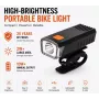 iLike Luz dianteira de bicicleta recarregável por USB, farol de bicicleta LED de alta luminosidade JH420, luz de bicicleta à prova de água IP65 para BTT, bicicleta de estrada e e-bike, preto