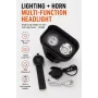 iLike JOHORSE Luz de bicicleta recarregável com buzina de 120dB, farol de bicicleta LED recarregável por USB, luz máxima/médios, à prova de água IPX4, luz dianteira preta
