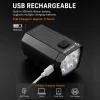 iLike JOHORSE Luz frontal de bicicleta recarregável por USB com buzina elétrica de 120dB, 300LM 4 LED luz frontal de bicicleta, 7 modos de iluminação, telecomando de guiador, à prova de água IPX4 preto