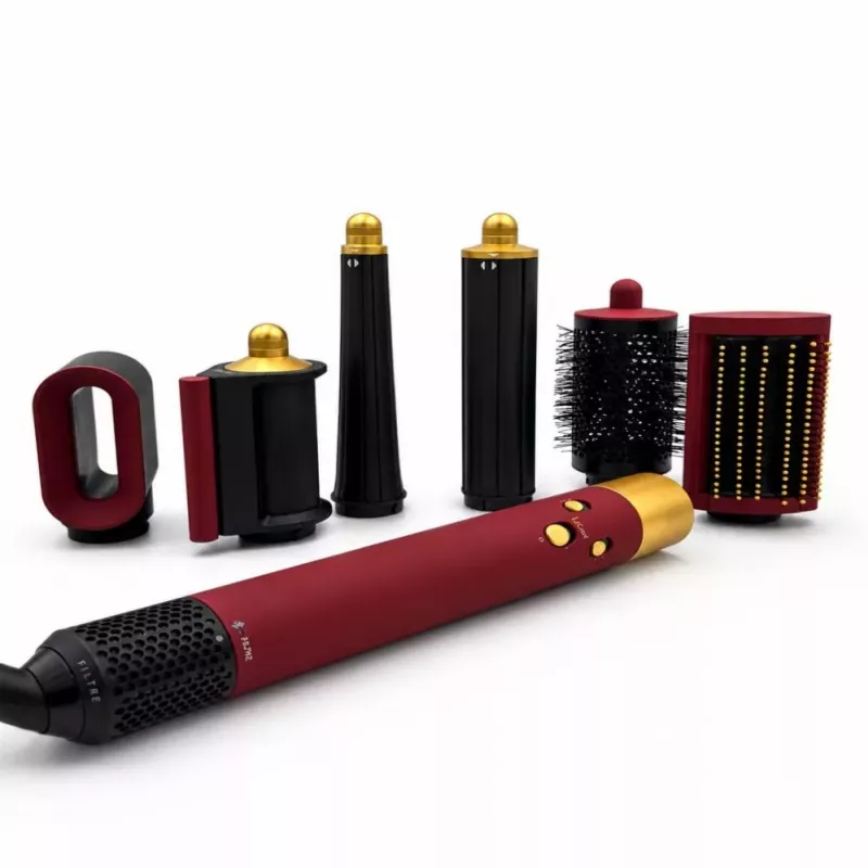 iLike Air Styling System – Conjunto de ferramentas de styling de cabelo 6 em 1 - potência 1200W vermelho