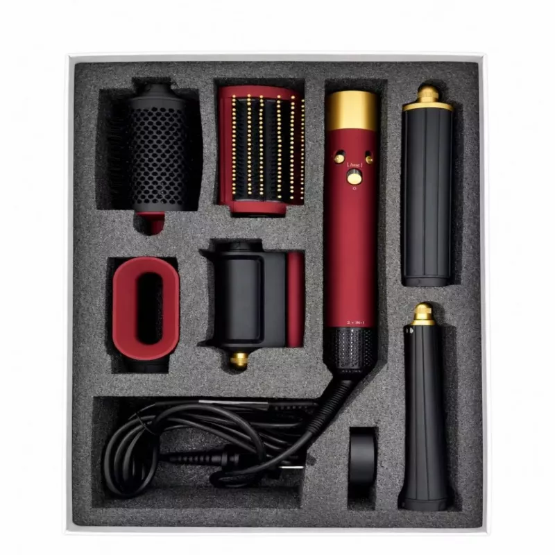 iLike Air Styling System – Conjunto de ferramentas de styling de cabelo 6 em 1 - potência 1200W vermelho