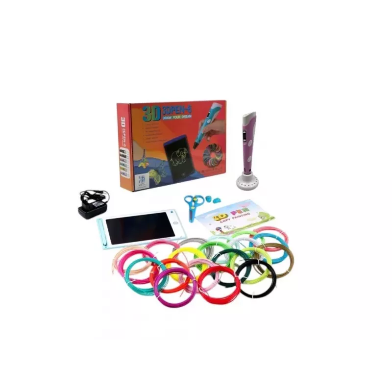 iLike Melt 3D Pen Kit Box conjunto completo para caneta de impressão 3D, conjunto 3D PEN-7-1 com moldes 5m x 20 cores verde